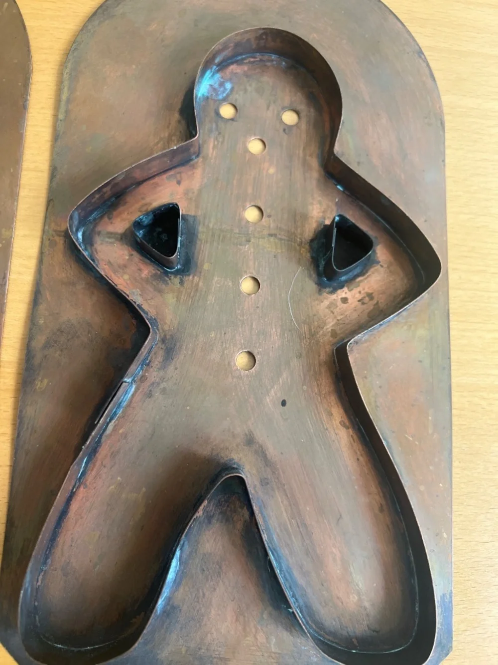 Vtg Pair Pfaltzgraff Village Copper Cookie Cutter Gingerbread Man & Women